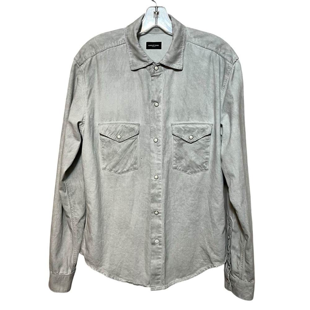 Earnest Sewn. Irving Snap Button Carbon Grey Washed Denim Shirt